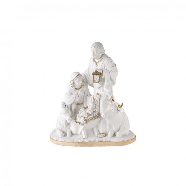 Estatua Natividad en Resina Blanca con Buey y Asno...