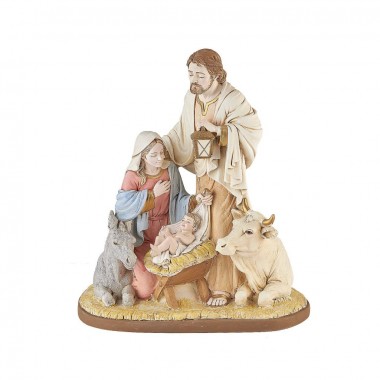 Estatua Natividad en Resina Coloreada con Buey y...